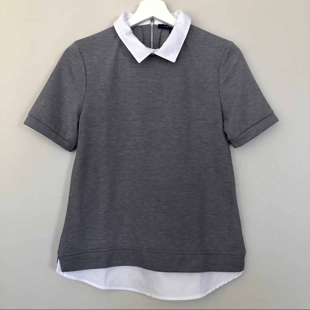 French Connection Grey Collared Top - Size M